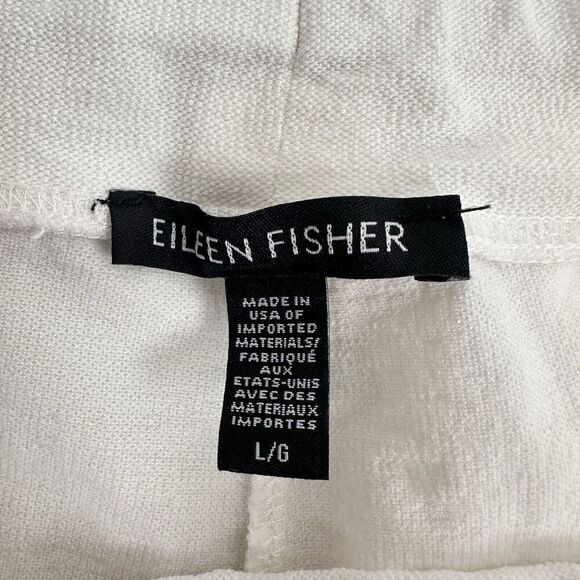 Eileen Fisher Pull On Pants Women L Washable Stretch Crepe Slim Ankle White - Picture 8 of 14